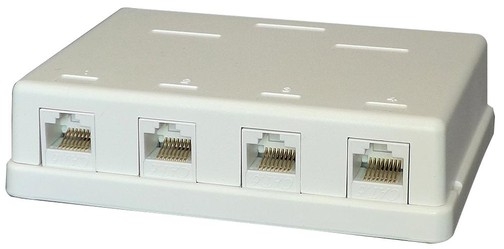 TUK SKH4 Cat6 Tool-Less Surface Mount Sockets, 4 Port 