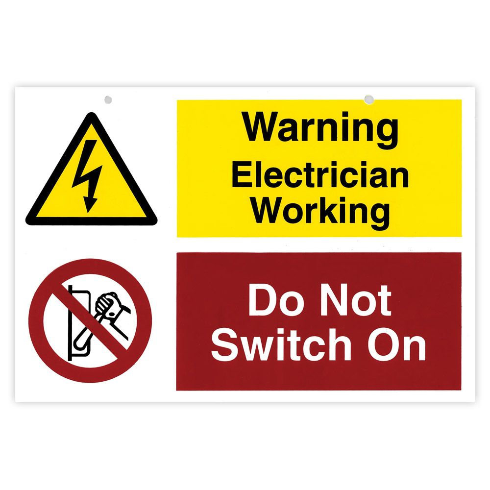 Industrial Signs Do Not Switch/Electrician Working Large Label