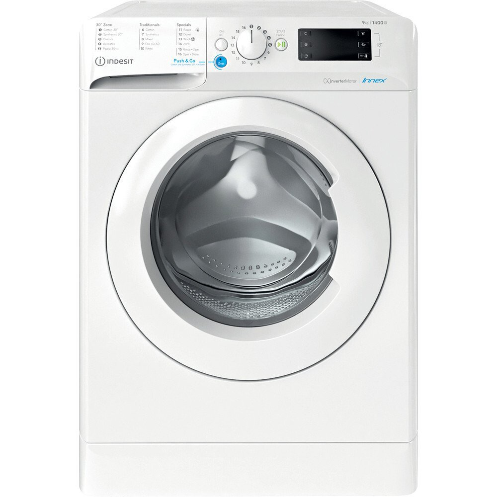 INDESIT BWE91496XWUK Washing Machine 9kg 1400 Spin c/w 30 min Wash Delay Timer 