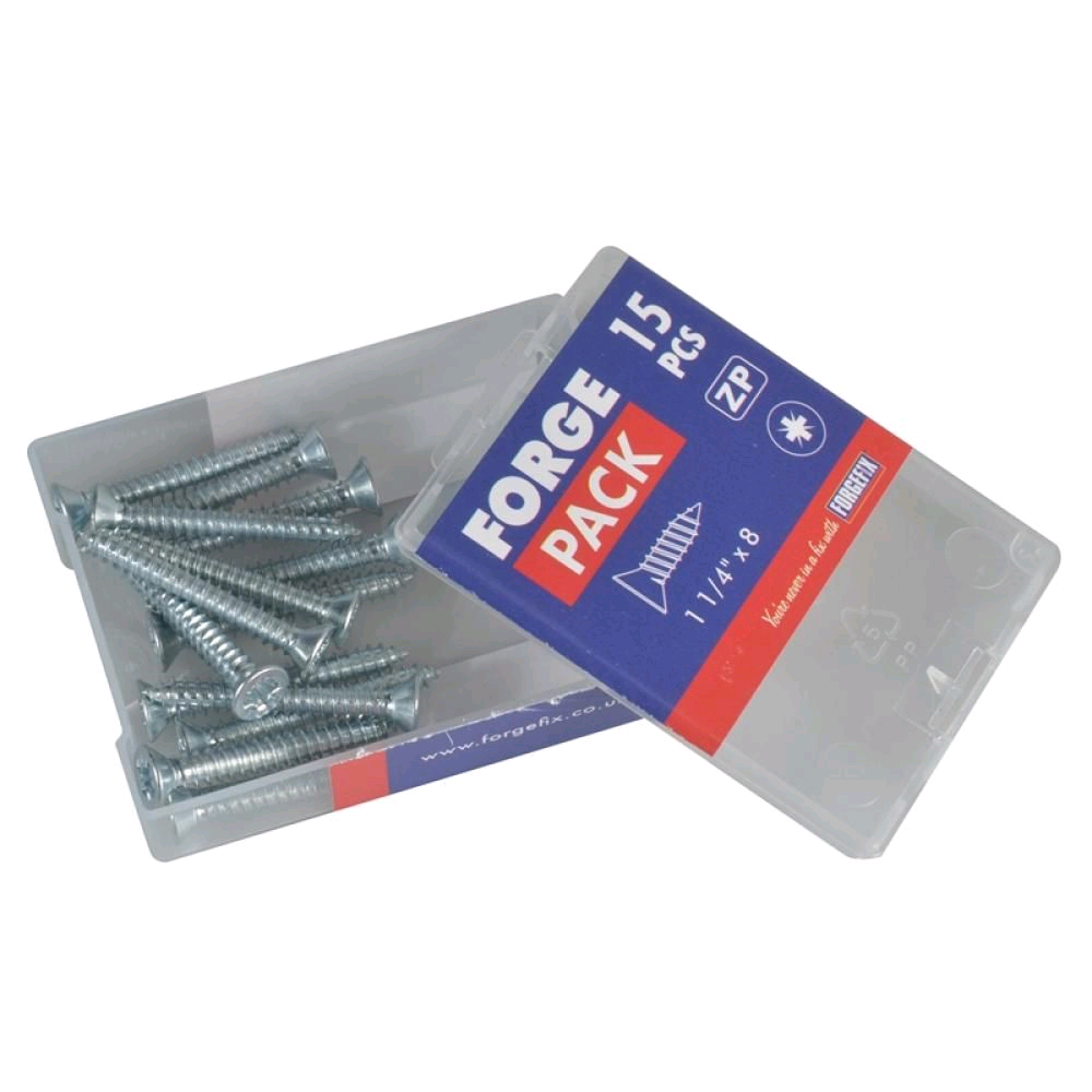 Forgefix 1 1/4" x 8 Self Tapping Screw (Pack of 20) Zinc Plated 