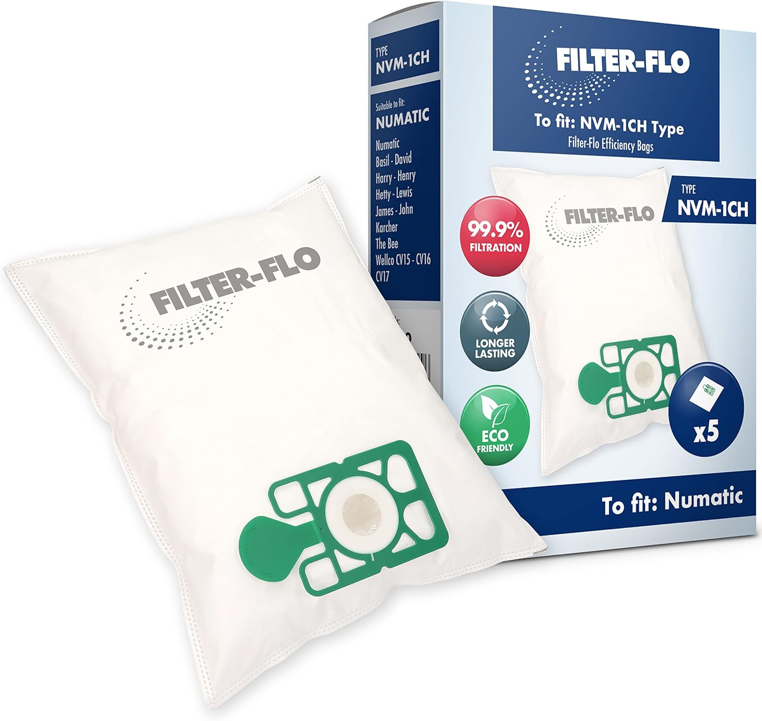 Filter Flo Numatic Henry Vacuum NVM-1CH Filter-Flo Synthetic Dust Bags (BOX of 5) 