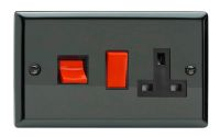 Varilight Iridium 45A Cooker Switch & Socket c/w Black Inserts