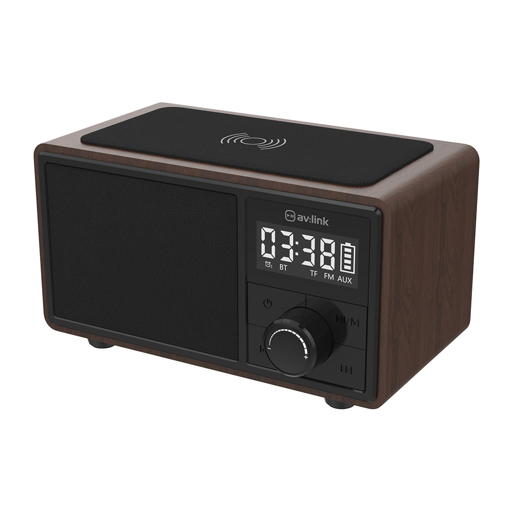 Fusion Bluetooth Speaker Clock Radio with Wireless Charging Plate