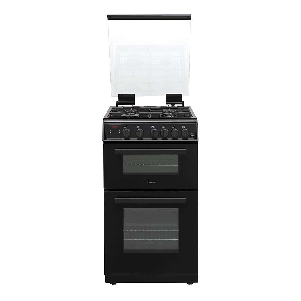  Hostess DOG50B 50cm Double Oven LPG Kit Gas Cooker in Black c/w Glass Lid 