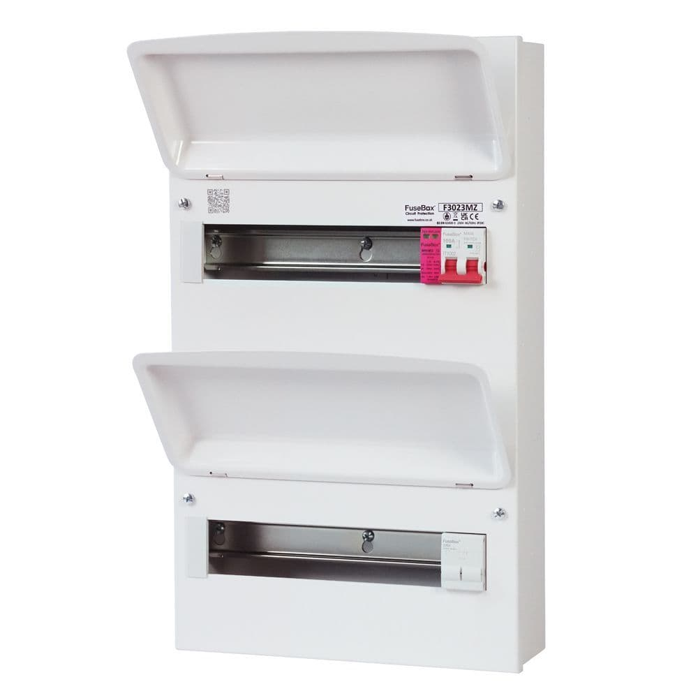 Fusebox 23way (11/12) Consumer Unit 100A Isolator + T2 SPD inc. Tail Clamp