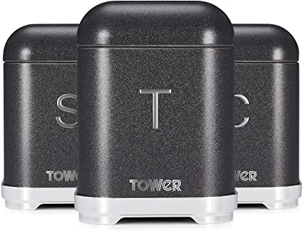 Tower Glitz Set of 3 Canisters Black