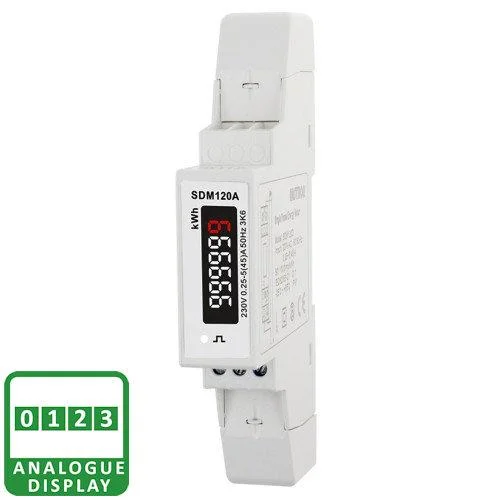 Eastron kWh 1 Mod Din Rail Mounted Meter 45A 230V SDM120A (MID Appr)