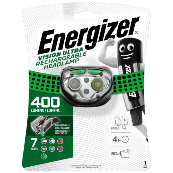 Energiser 400 Lumen LED Vision Ultra Rechargeable Headlamp S14672