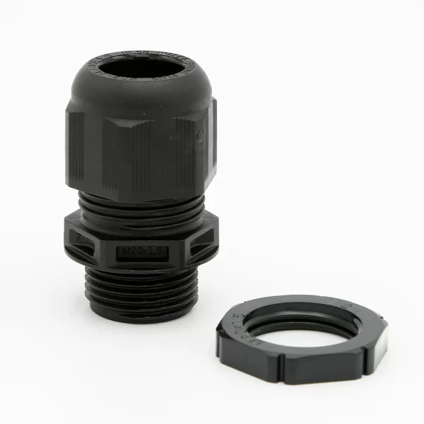 Niglon 20mm IP68 Domed Compression Gland 10-14 Black c/w Locknut