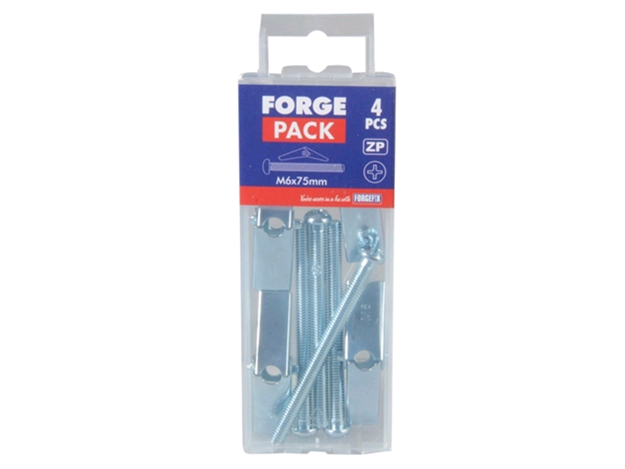 Forgefix Plasterboard Spring Toggles M6 x 75mm Zinc Plated (Pack of 4) 